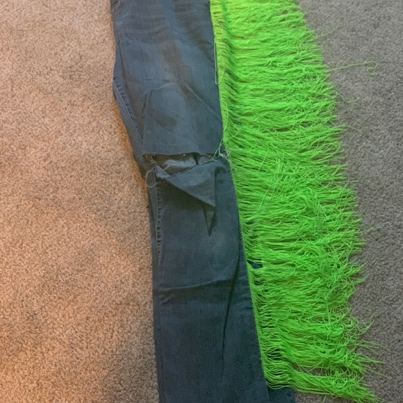 Custom Neon Fringe Jeans - Picture 2 of 2